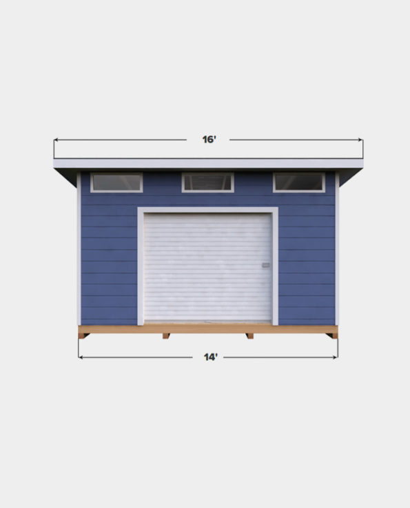 12x14 Lean-To shed plan front view
