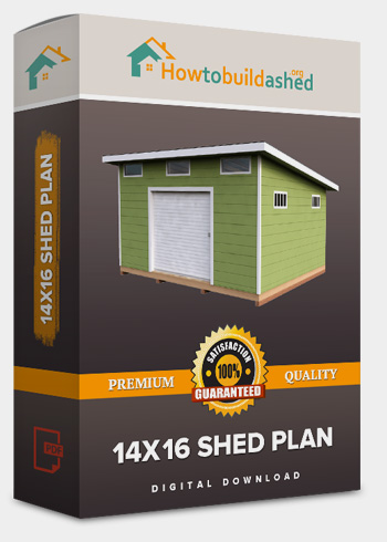 14x16 Lean-To shed plan product box
