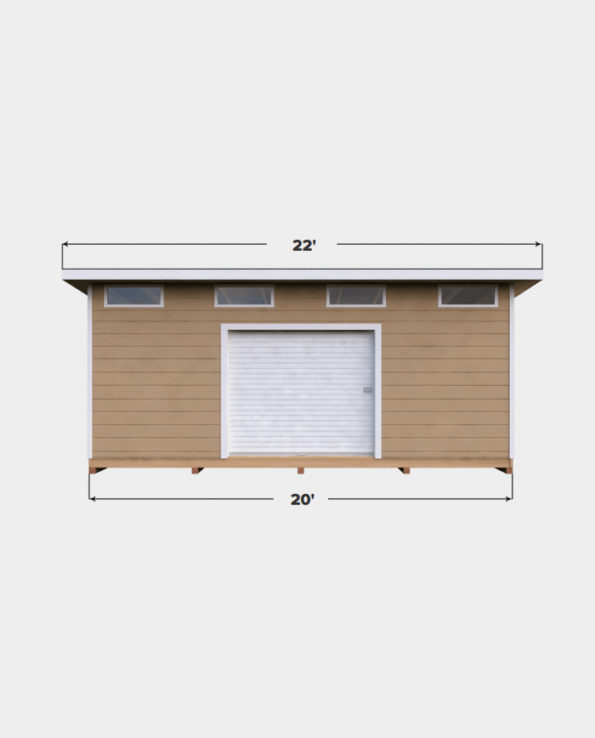 14x20 Lean-To shed plan front view
