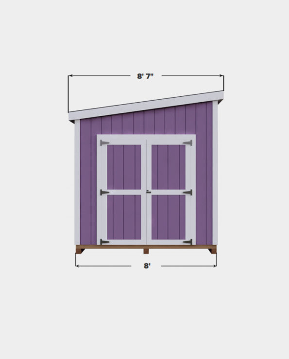8x16 Lean-To shed plan front view